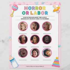 Membrete Horror O Trabajo [Bebé Básico Rosa]