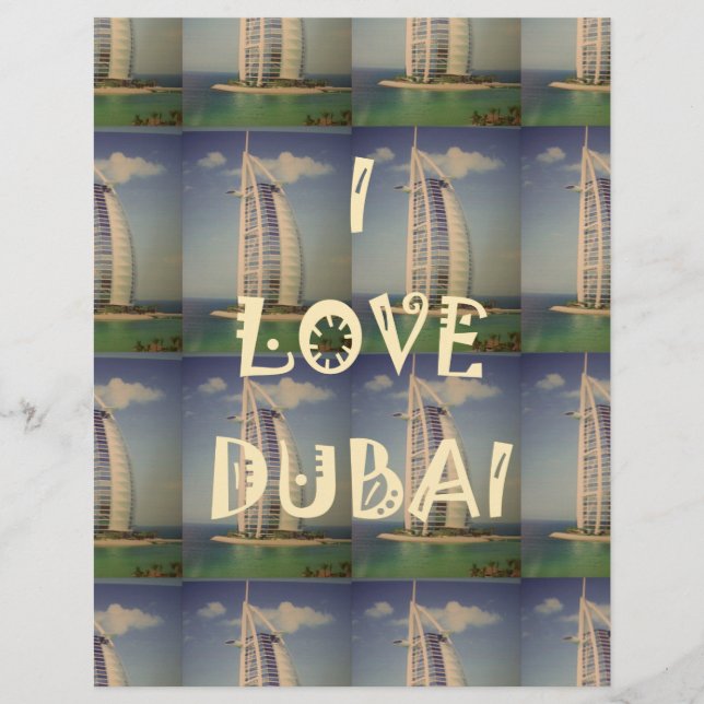 Membrete Icónica Dubai: "Amo Dubai" Diseño gráfico vectoria (Anverso)