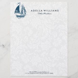 Membrete Ilustracion de la embarcación de vela de viento az