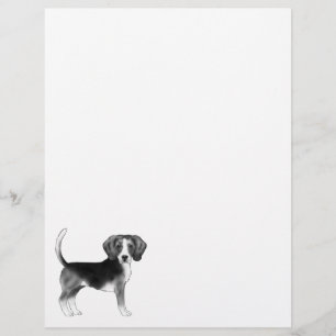 Membrete Ilustración de perro Beagle lindo en blanco y negr