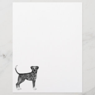 Membrete Ilustración de perro boxer alemán en blanco y negr