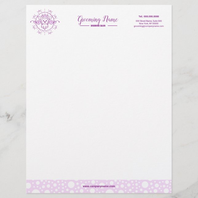 Membrete Ilustracion de perro de caricatura para Grooming (Anverso)