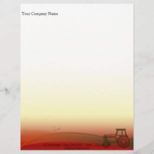Membrete Ilustracion del tractor de la puesta del sol