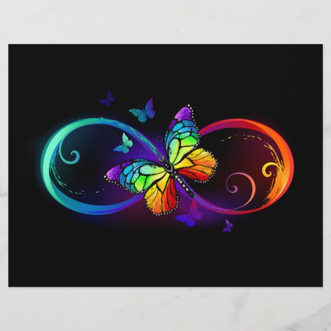 Membrete Infinidad vibrante con mariposa arco iris sobre ne (Anverso)