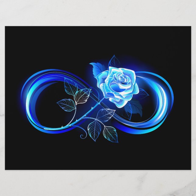 Membrete Infinito brillante con rosa azul (Anverso)