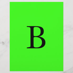 Membrete Iniciales monográficas Neon Green Bright Colorful 
