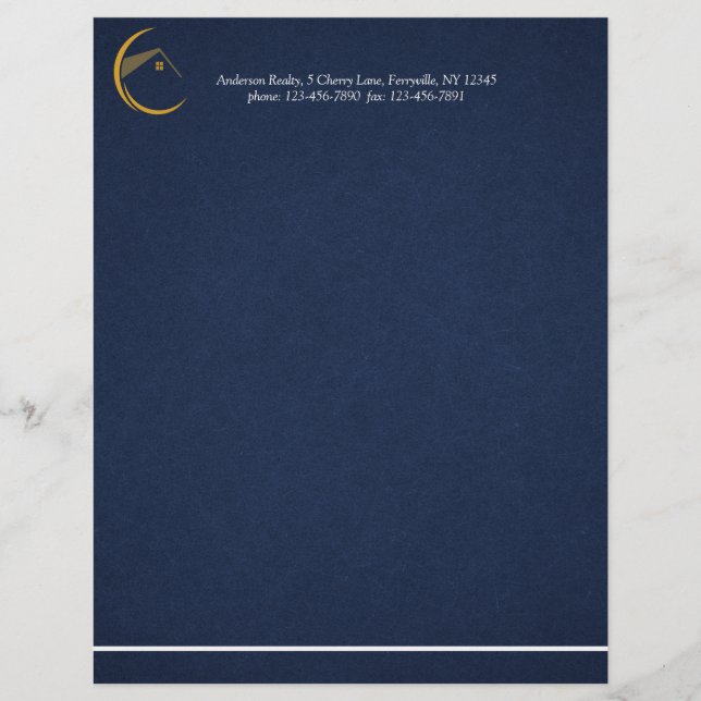 Membrete Inmobiliaria Azul Marino Minimalista (Anverso)