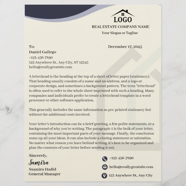 Membrete Inmobiliaria Gris Personalizada (Anverso)