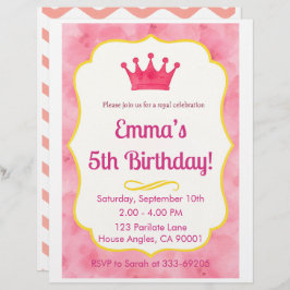 Membrete Invitación de cumpleaños de la corona rosa | zazzl