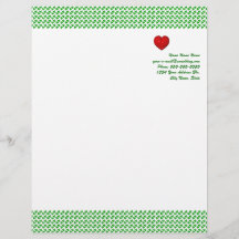 Irlandés Love Shamrock con corazón rojo Letterhead