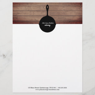 Membrete Iron Skillet Rustic Wood Restaurant Catering Food