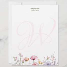 Membrete Jardín Sonrojado Aquarela Personalizada