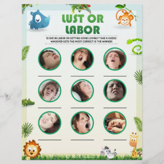 Membrete Juego Baby Shower De Lujuria O Trabajo [Tema Anima