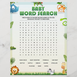 Membrete Juego de Baby Shower de Búsqueda de palabras para 
