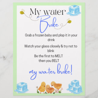 Membrete Juego de baby shower Mi agua se rompió