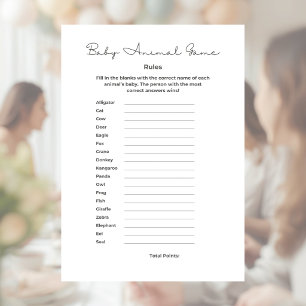 Membrete Juego de Bebés Animales para Baby Shower con Respu