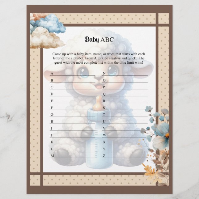 Membrete Juego de carreras ABC de My Little Lamb_ Baby (Anverso)