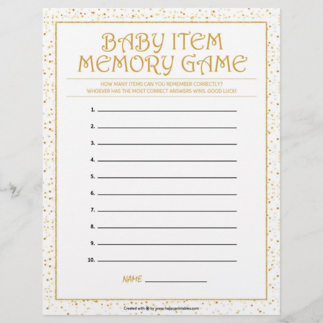 Membrete Juego de memoria de elementos del bebé [Golden Spa (Anverso)