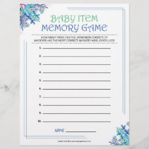 Membrete Juego de memoria para el elemento del bebé [Floral
