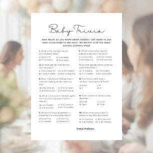 Membrete Juego de Trivia para Bebé para la Fiesta de Revela