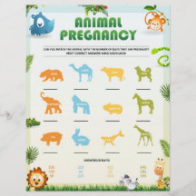 Juegos de Baby Shower sobre el embarazo en animale