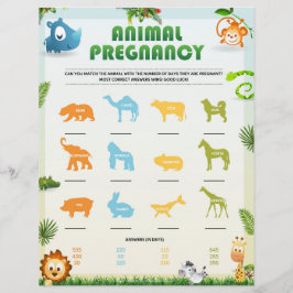 Membrete Juegos de Baby Shower sobre el embarazo en animale