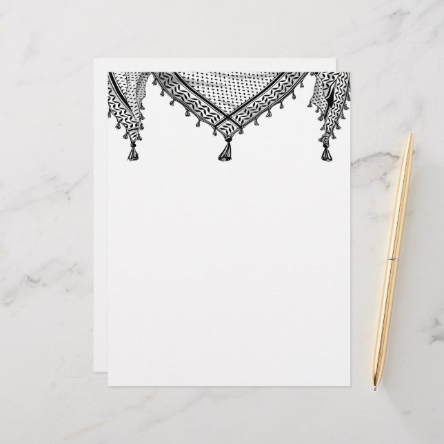 Membrete Keffiyeh palestino Scarf tejido tradicional (Anverso/Reverso In Situ)