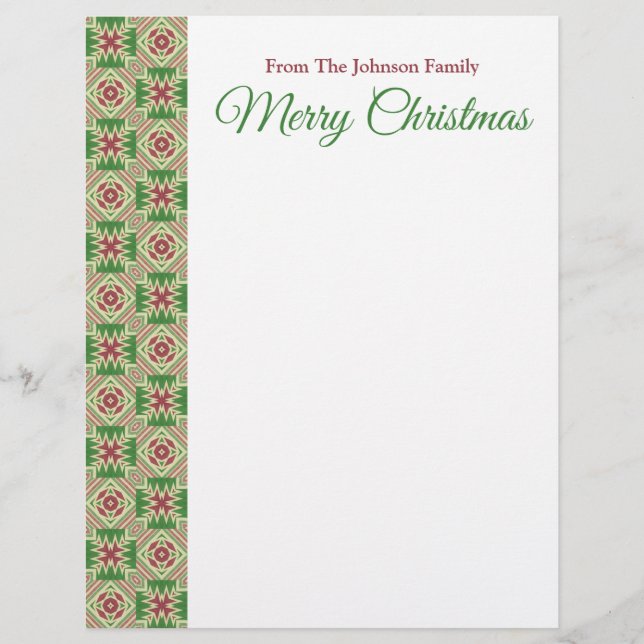 Membrete Kente Cloth Kaleidoscope Maroon Festividad Verde R (Anverso)