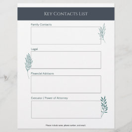 Membrete Key Contacts List Info Sheet