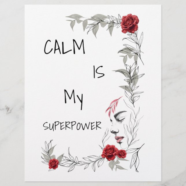 Membrete La calma es mi superpoder | Confianza en uno mismo (Anverso)