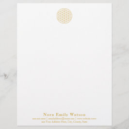 Membrete La elegante flor dorada profesional de la vida