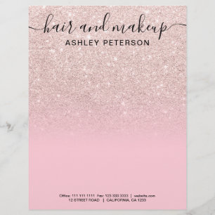 Membrete Lámpara de pelo rosa dorado purpurina rosa oscuro