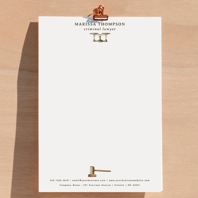 Membrete Law Scales Gavel Legal Antiguo Profesional (Law Scales Gavel Legal Antique Professional Letterhead)