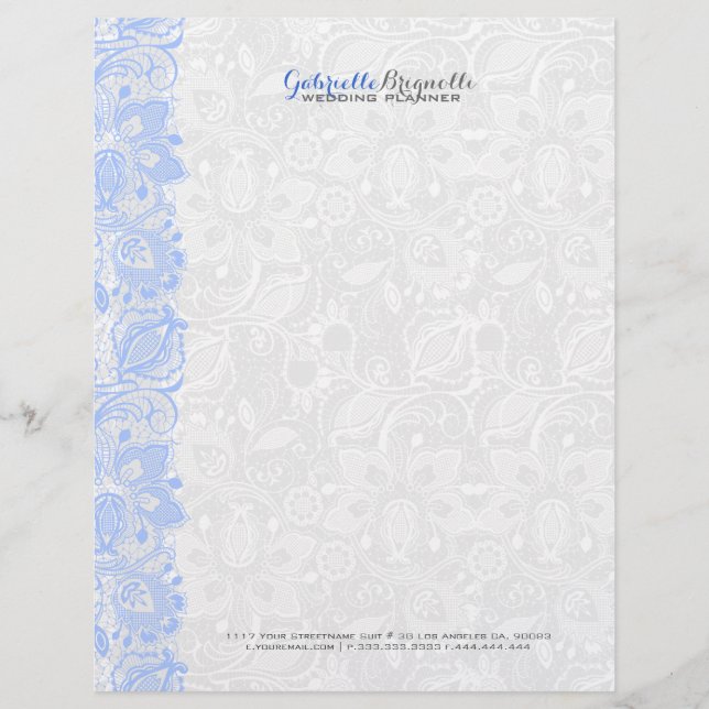 Membrete Lazo floral blanco y azul claro (Anverso)