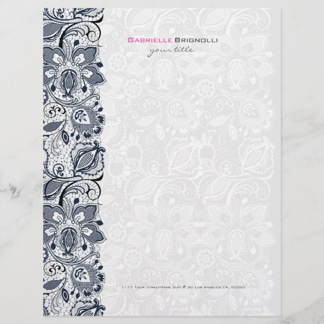 Membrete Lazo floral blanco y negro (Anverso)