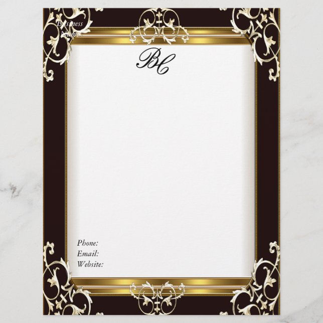 Membrete Leterhead Elegante Black Gold Black White Elite (Anverso)
