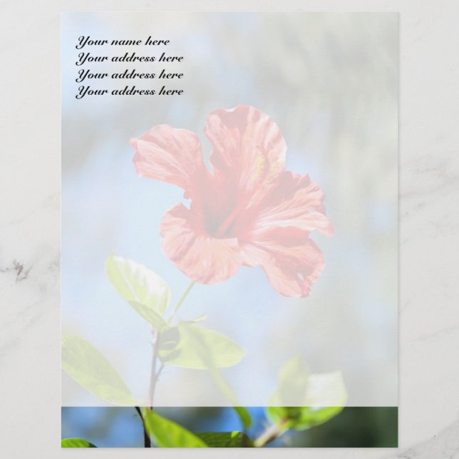Membrete Leterhead Red Hibiscus Personalizado (Anverso)