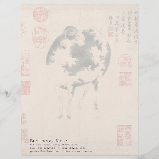 Membrete Letra china del año lunar del zodiaco de la cabra  (Anverso)
