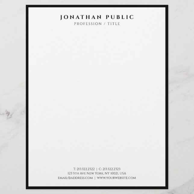 Membrete Letra Moderna Profesional En Blanco Y Negro (Anverso)