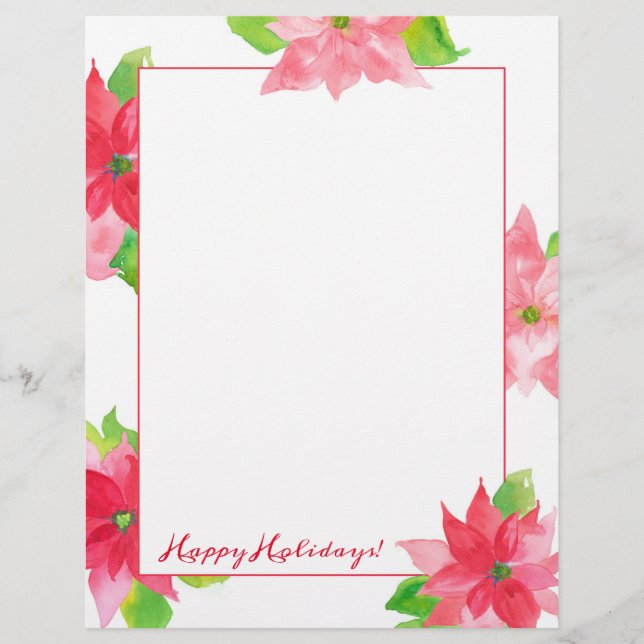 Membrete Letra navidad Happy Holidays Poinsettia (Anverso)