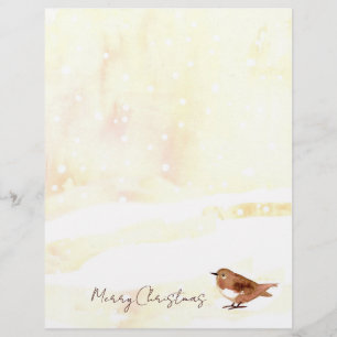 Membrete Letra navideña merry Sparrow Snow Snow Bird