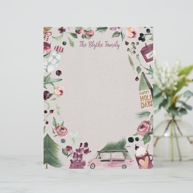 Membrete Letra Plum Happy Navidades (Anverso de pie)