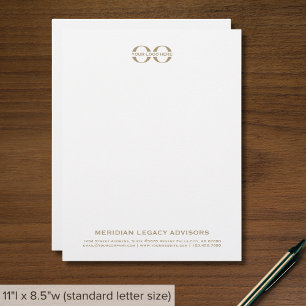 Membrete Letras comerciales simples de oro blanco con logot