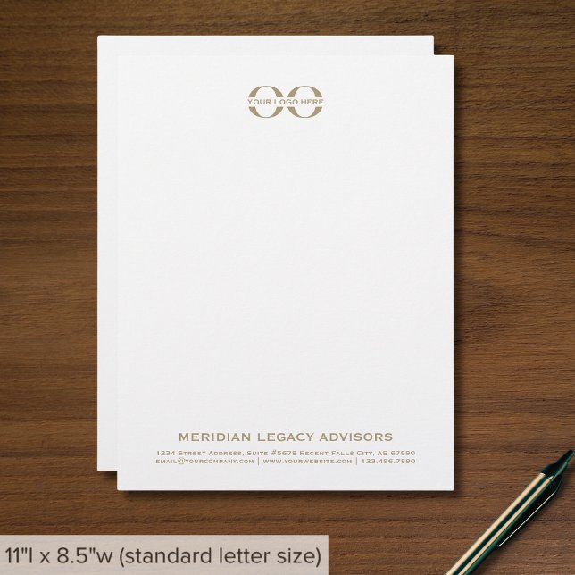Membrete Letras comerciales simples de oro blanco con logot (Subido por el creador)