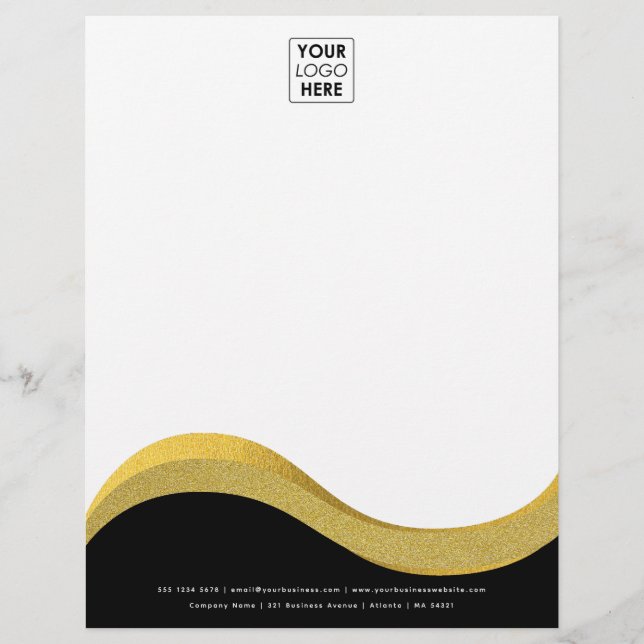 Membrete Letras con logotipo profesional Black Gold Busines (Anverso)