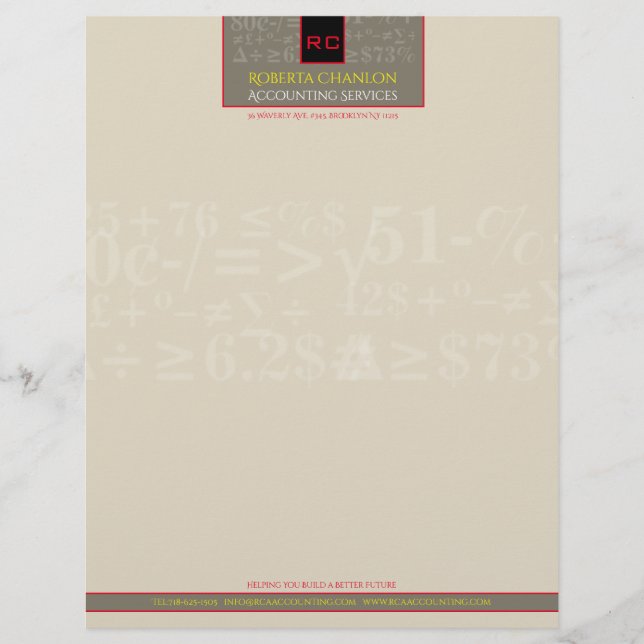 Membrete Letras de contabilidad monogramadas (Anverso)