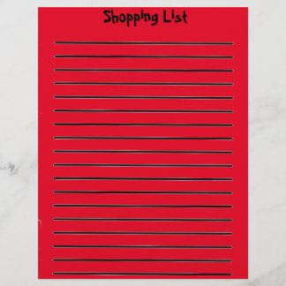 Membrete Letras de la lista de compras rojo