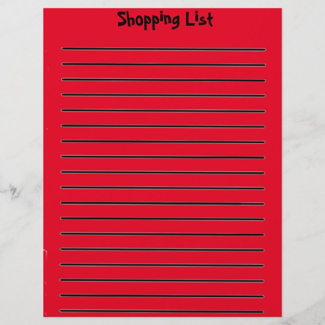 Membrete Letras de la lista de compras rojo (Anverso)