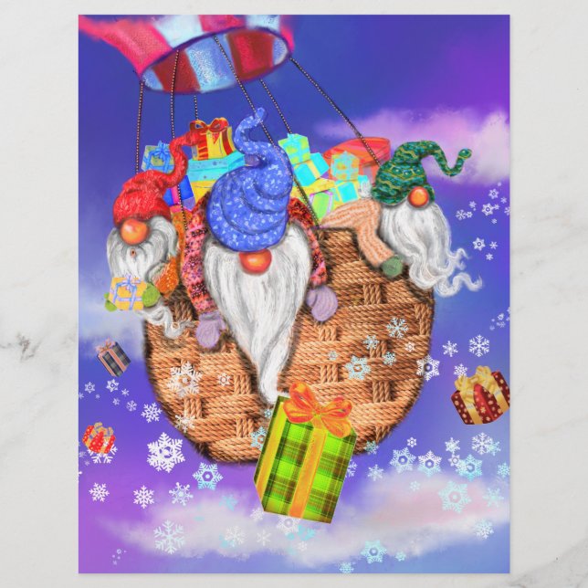 Membrete Letras de navidades con regalos de Gnomes (Reverso)