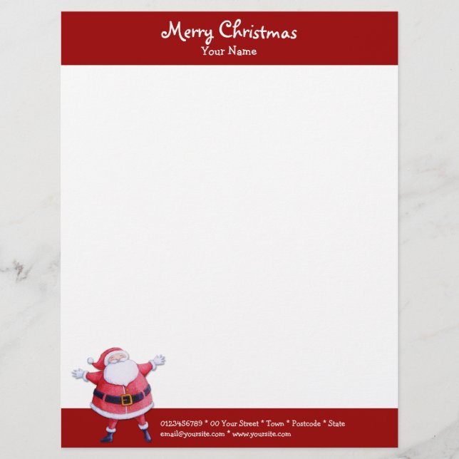 Membrete Letras de Navidades rojos de Santa Claus (Anverso)